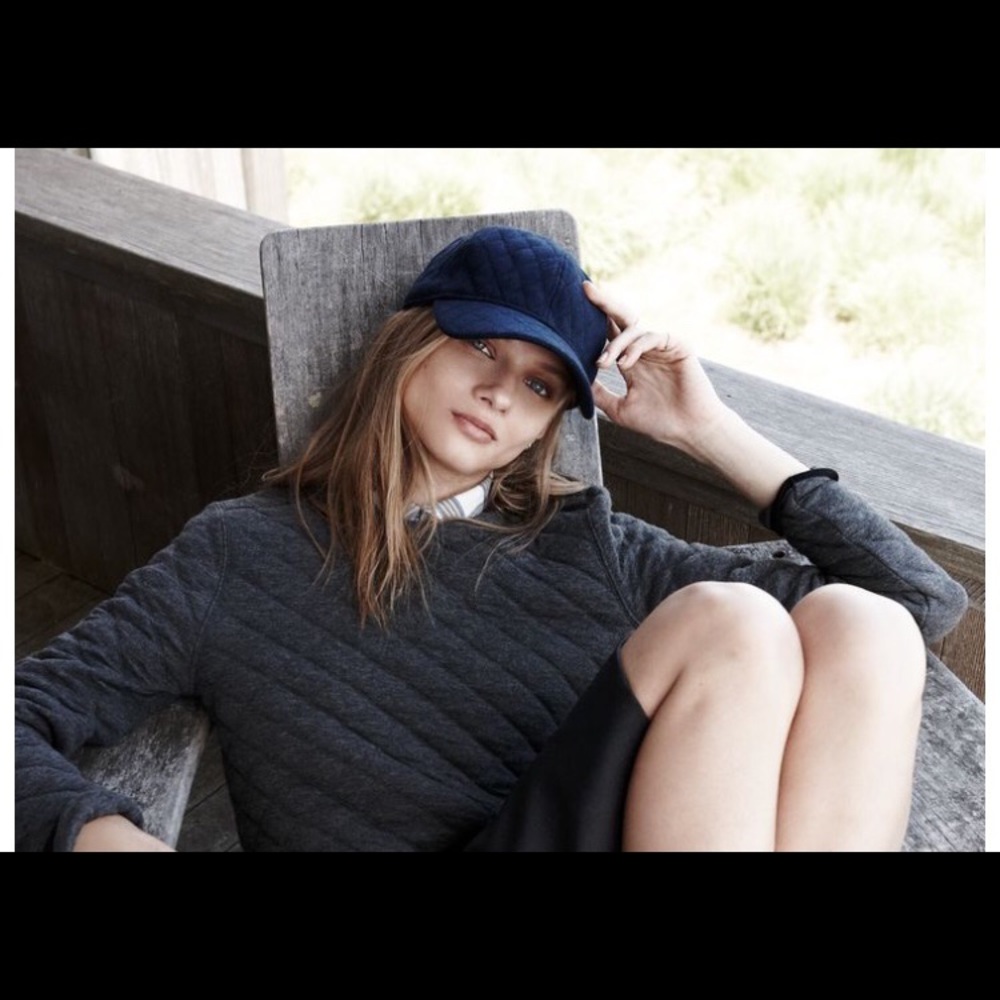 Madewell Quilted Wool Baseball Cap in Navy